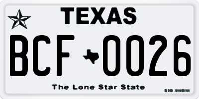 TX license plate BCF0026