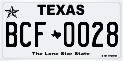 TX license plate BCF0028