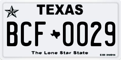 TX license plate BCF0029
