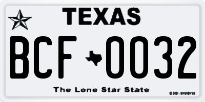 TX license plate BCF0032