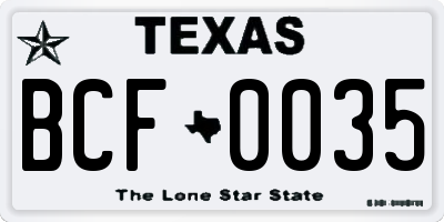 TX license plate BCF0035