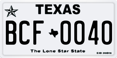 TX license plate BCF0040