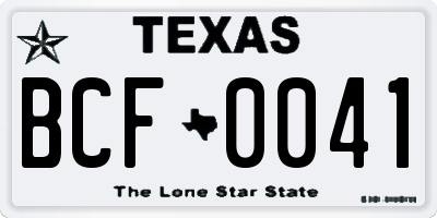 TX license plate BCF0041