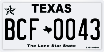 TX license plate BCF0043