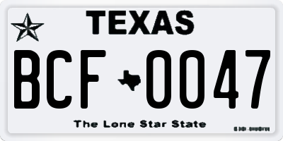 TX license plate BCF0047