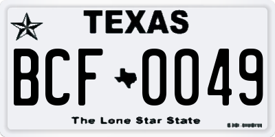 TX license plate BCF0049