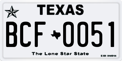 TX license plate BCF0051