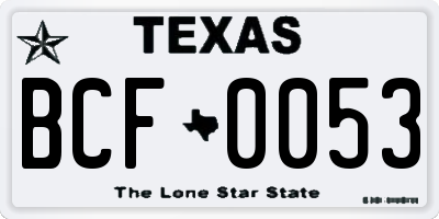 TX license plate BCF0053