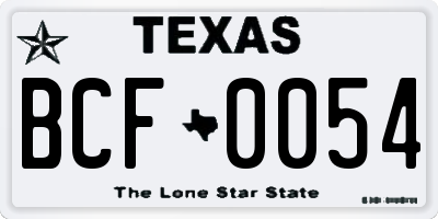 TX license plate BCF0054