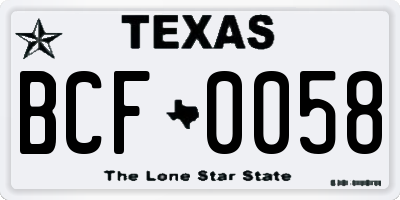 TX license plate BCF0058