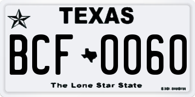 TX license plate BCF0060
