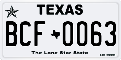 TX license plate BCF0063