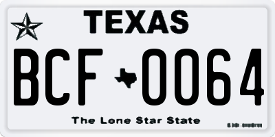 TX license plate BCF0064