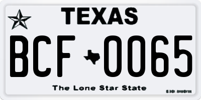 TX license plate BCF0065