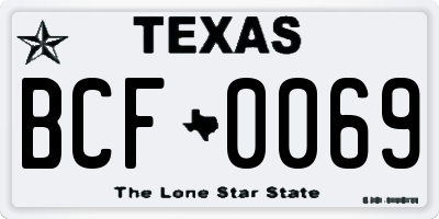 TX license plate BCF0069