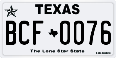 TX license plate BCF0076