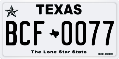TX license plate BCF0077