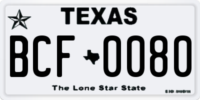 TX license plate BCF0080