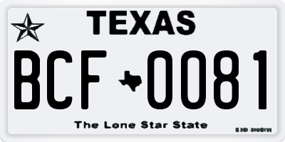 TX license plate BCF0081