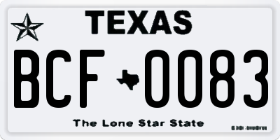 TX license plate BCF0083