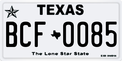 TX license plate BCF0085