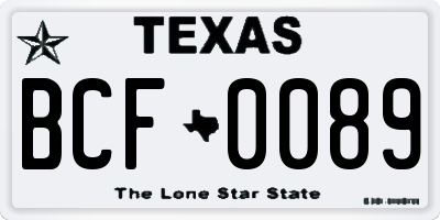 TX license plate BCF0089