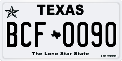 TX license plate BCF0090