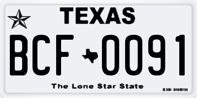 TX license plate BCF0091