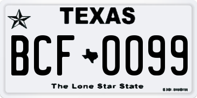 TX license plate BCF0099