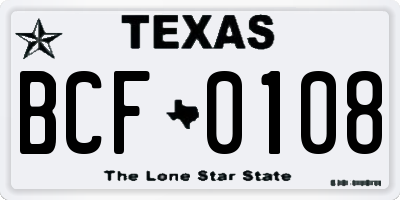 TX license plate BCF0108