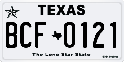 TX license plate BCF0121