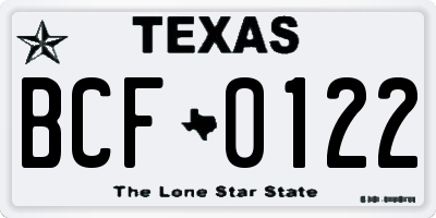 TX license plate BCF0122