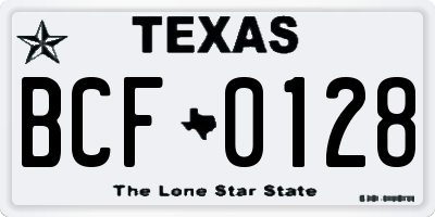 TX license plate BCF0128