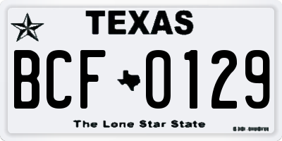 TX license plate BCF0129