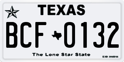 TX license plate BCF0132