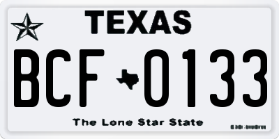 TX license plate BCF0133