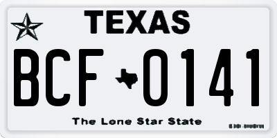 TX license plate BCF0141