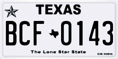 TX license plate BCF0143