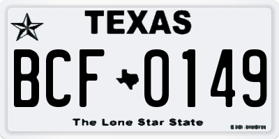 TX license plate BCF0149