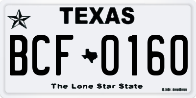TX license plate BCF0160