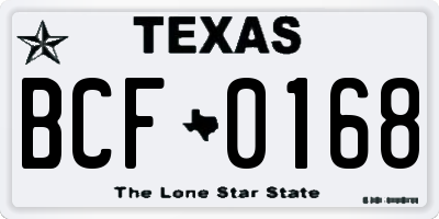 TX license plate BCF0168