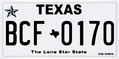 TX license plate BCF0170