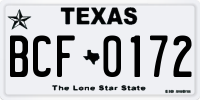 TX license plate BCF0172