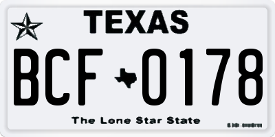 TX license plate BCF0178