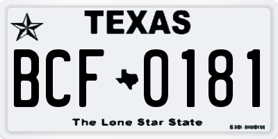 TX license plate BCF0181