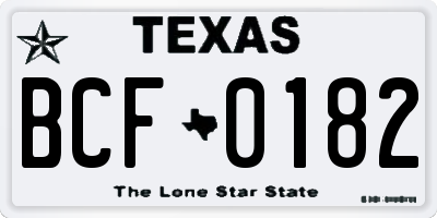 TX license plate BCF0182