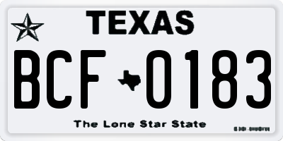 TX license plate BCF0183
