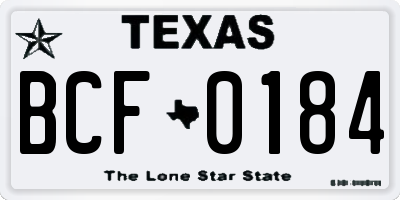 TX license plate BCF0184