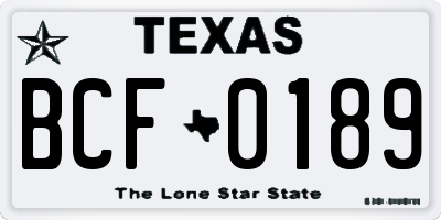 TX license plate BCF0189
