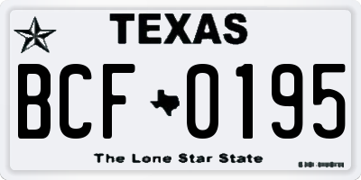 TX license plate BCF0195